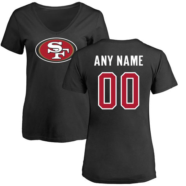 Women San Francisco 49ers NFL Pro Line Black Custom Name and Number Logo Slim Fit T-Shirt->nfl t-shirts->Sports Accessory